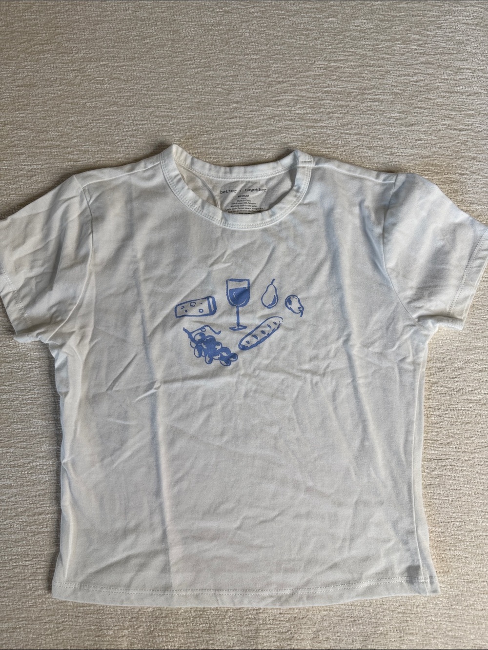Better together White Kids Short-Sleeve Tee with Blue Picnic Graphic size Medium